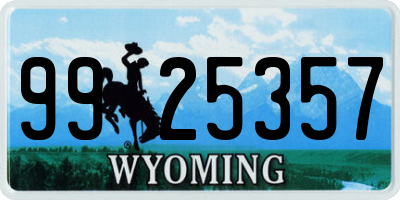 WY license plate 9925357