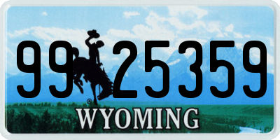 WY license plate 9925359
