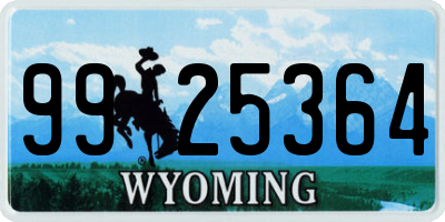 WY license plate 9925364