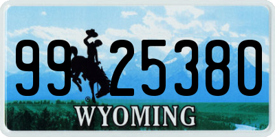 WY license plate 9925380