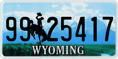WY license plate 9925417
