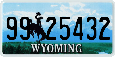 WY license plate 9925432