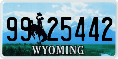 WY license plate 9925442