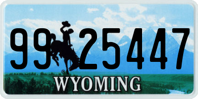 WY license plate 9925447