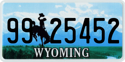 WY license plate 9925452