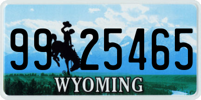WY license plate 9925465