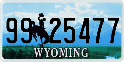 WY license plate 9925477