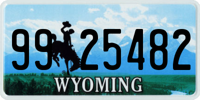 WY license plate 9925482