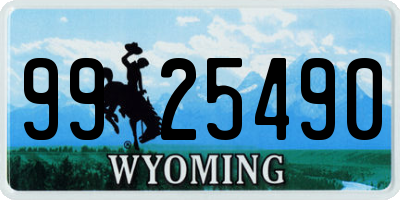 WY license plate 9925490