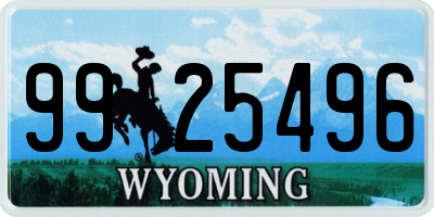 WY license plate 9925496