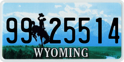 WY license plate 9925514