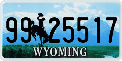 WY license plate 9925517