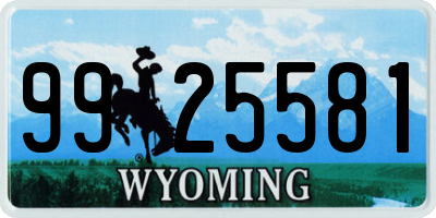 WY license plate 9925581