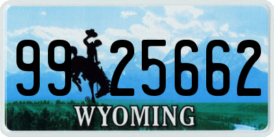 WY license plate 9925662