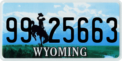 WY license plate 9925663