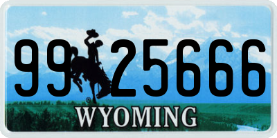 WY license plate 9925666