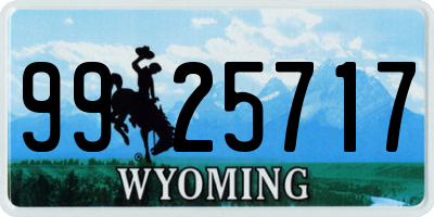 WY license plate 9925717
