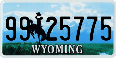 WY license plate 9925775