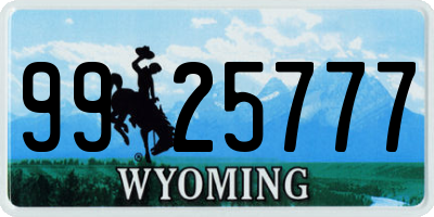 WY license plate 9925777
