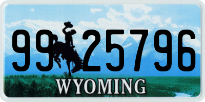 WY license plate 9925796