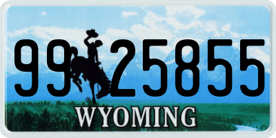 WY license plate 9925855