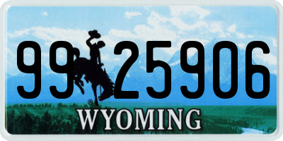WY license plate 9925906