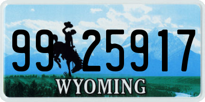 WY license plate 9925917
