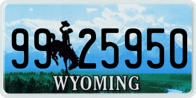 WY license plate 9925950