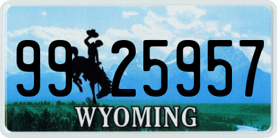 WY license plate 9925957
