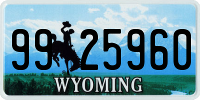 WY license plate 9925960