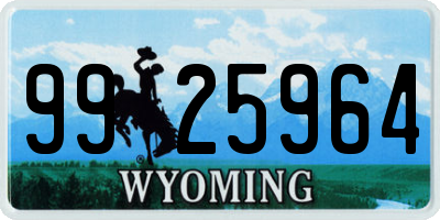 WY license plate 9925964