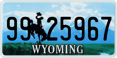 WY license plate 9925967