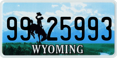 WY license plate 9925993