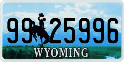 WY license plate 9925996