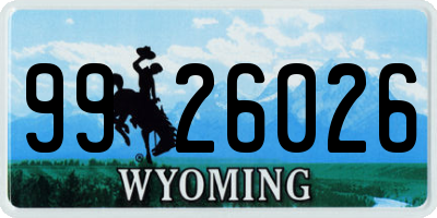 WY license plate 9926026