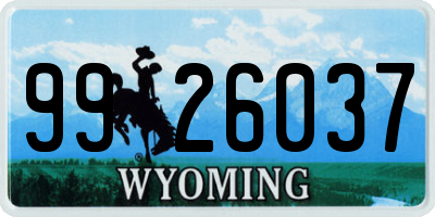 WY license plate 9926037