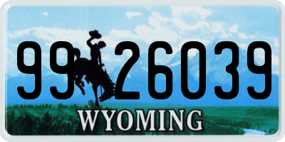 WY license plate 9926039