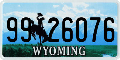 WY license plate 9926076