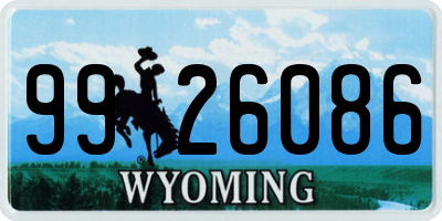 WY license plate 9926086