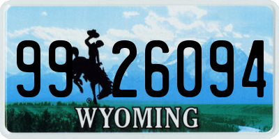 WY license plate 9926094
