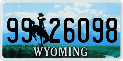 WY license plate 9926098