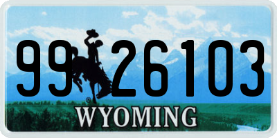 WY license plate 9926103