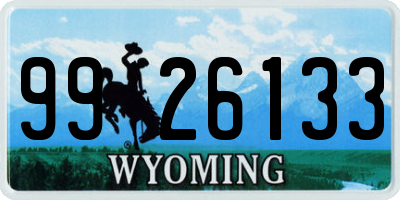 WY license plate 9926133