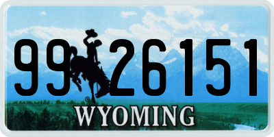 WY license plate 9926151
