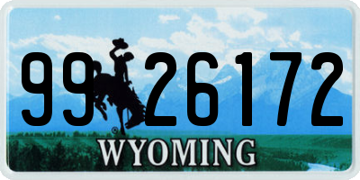 WY license plate 9926172