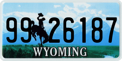 WY license plate 9926187