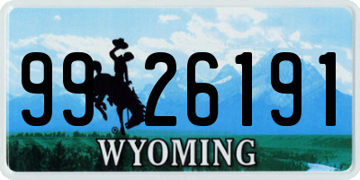 WY license plate 9926191