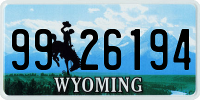 WY license plate 9926194