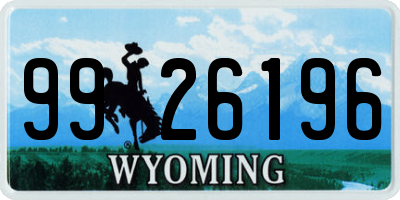 WY license plate 9926196