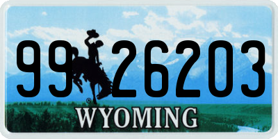 WY license plate 9926203